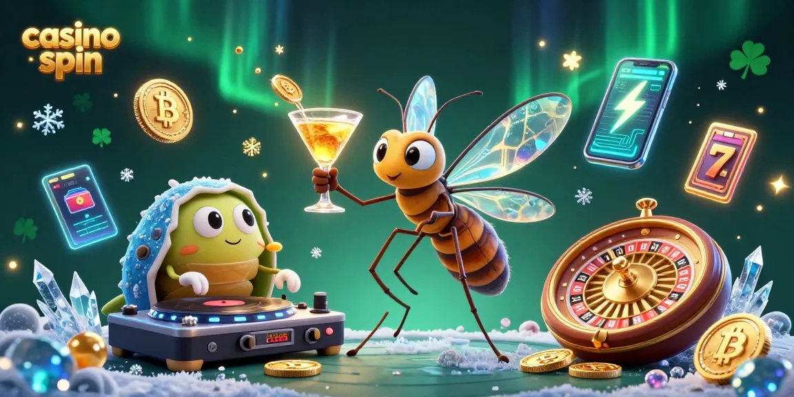 Engage in casino spin excitement with a vibrant 3D digital illustration showcasing casino mascot, DJ, and roulette wheel.