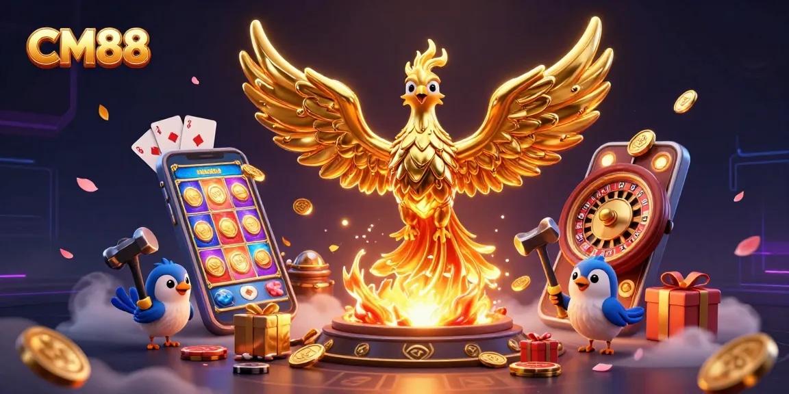 CM88 brings excitement with golden phoenix and vibrant slot games, showcasing thrilling casino experience.
