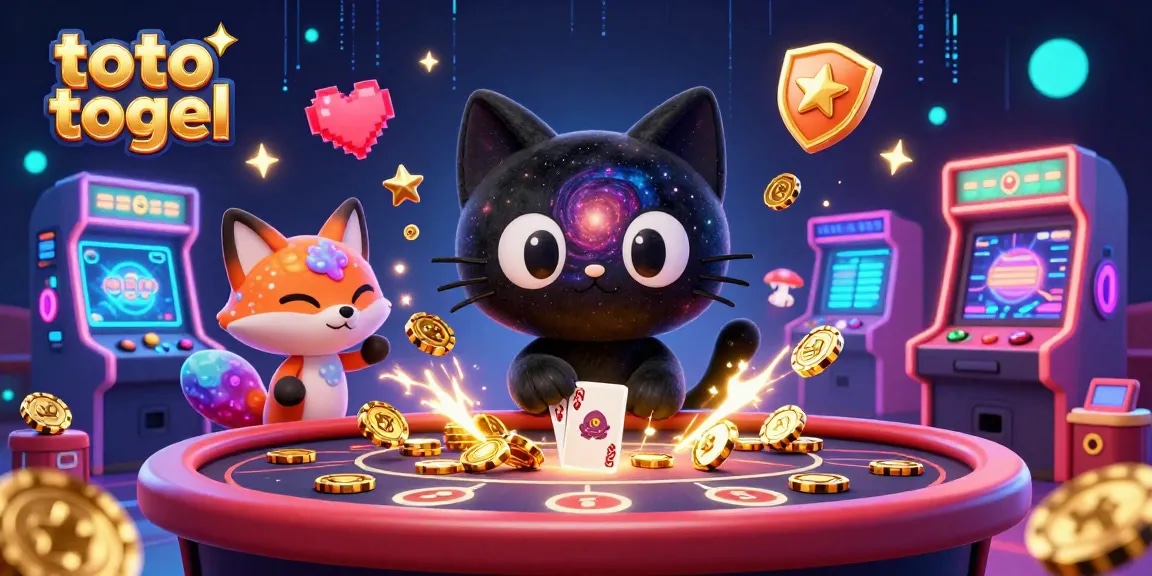 Toto togel captures excitement at a cosmic casino table with vibrant character action.