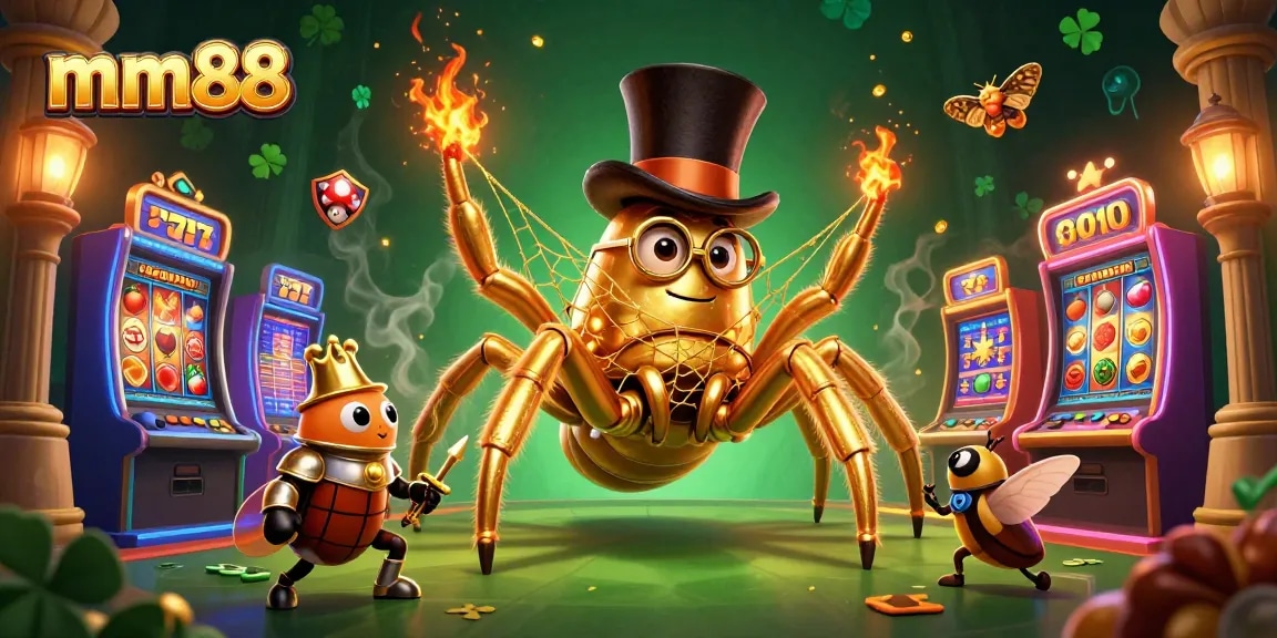 Experience thrilling gameplay at mm88 with vibrant slots, golden elements, and dynamic casino action.