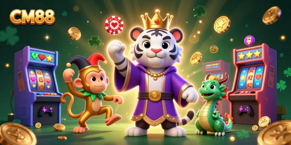 Engage with CM88's vibrant casino atmosphere featuring dynamic characters and lively game elements.