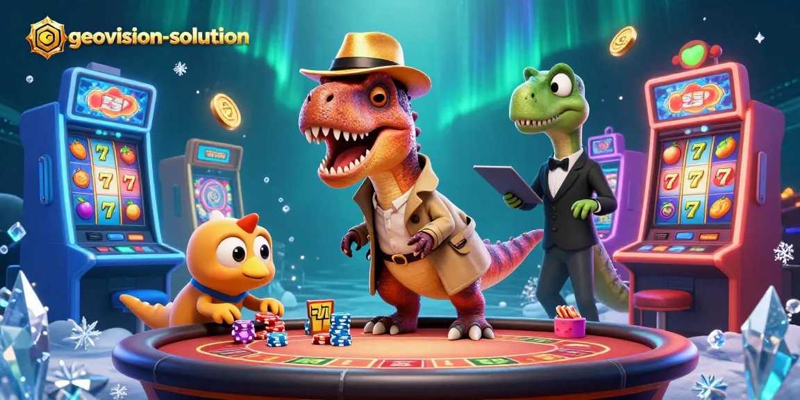 Bets on slot machines as geovision-solution characters hustle at a blackjack table