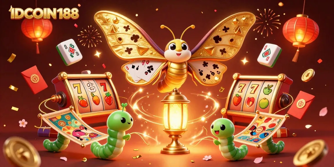 Experience thrilling gameplay with IDCOIN188 featuring dynamic slot reels and a vibrant casino scene.