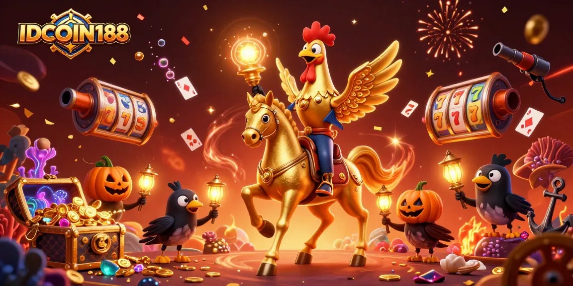Engage with IDCOIN188's thrilling slots experience in a vibrant casino atmosphere.
