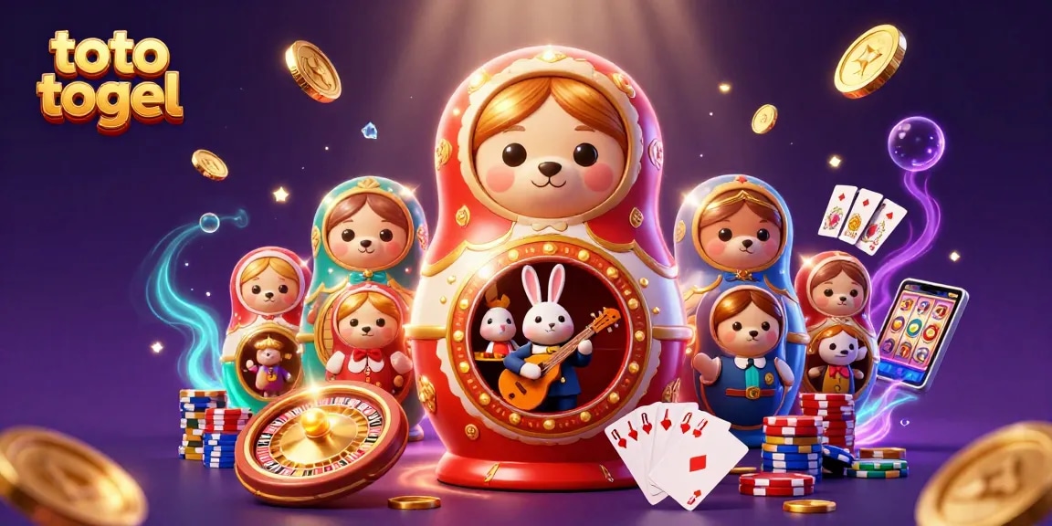 Experience thrilling toto togel action with vibrant casino characters, spinning roulette, and dazzling coins.