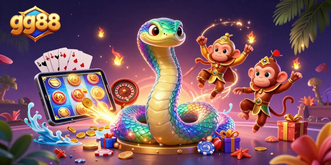 Engage with gg88’s vibrant gaming environment featuring dynamic slot machines and charismatic characters.