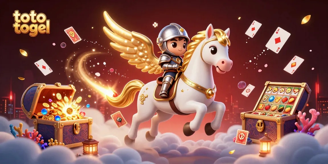 Experience thrilling gameplay with toto togel in this vibrant 3D illustration featuring lucky symbols and characters.