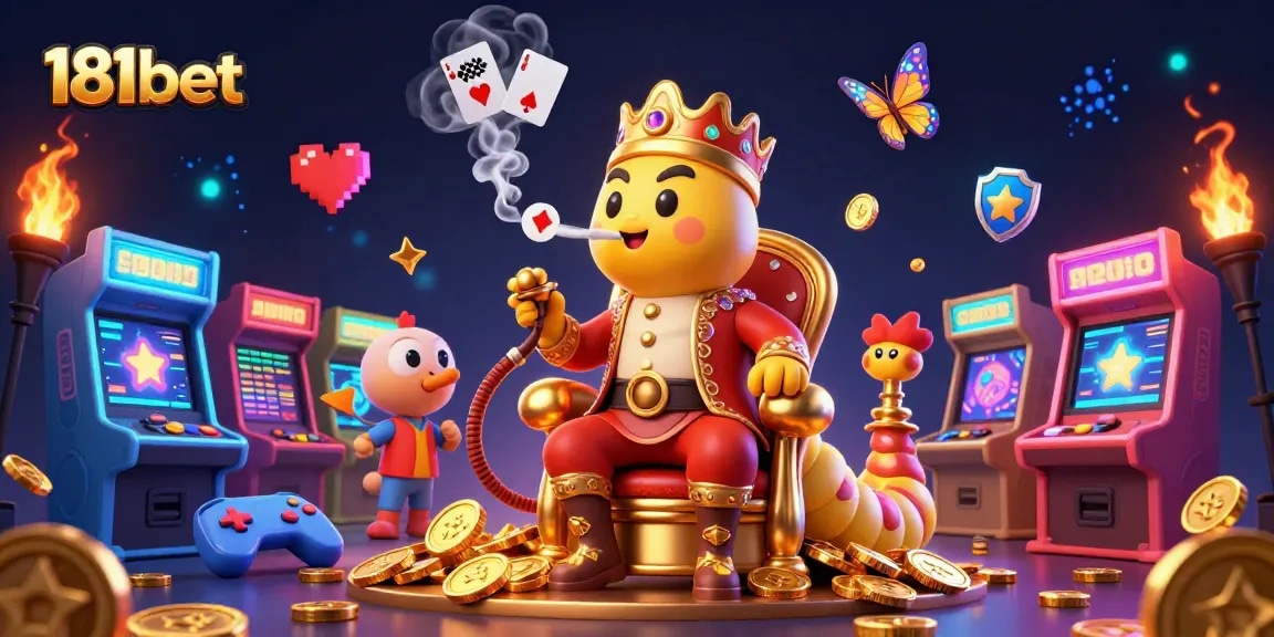 Engage in thrilling gaming with 181bet, featuring diverse characters in a vibrant casino scene.