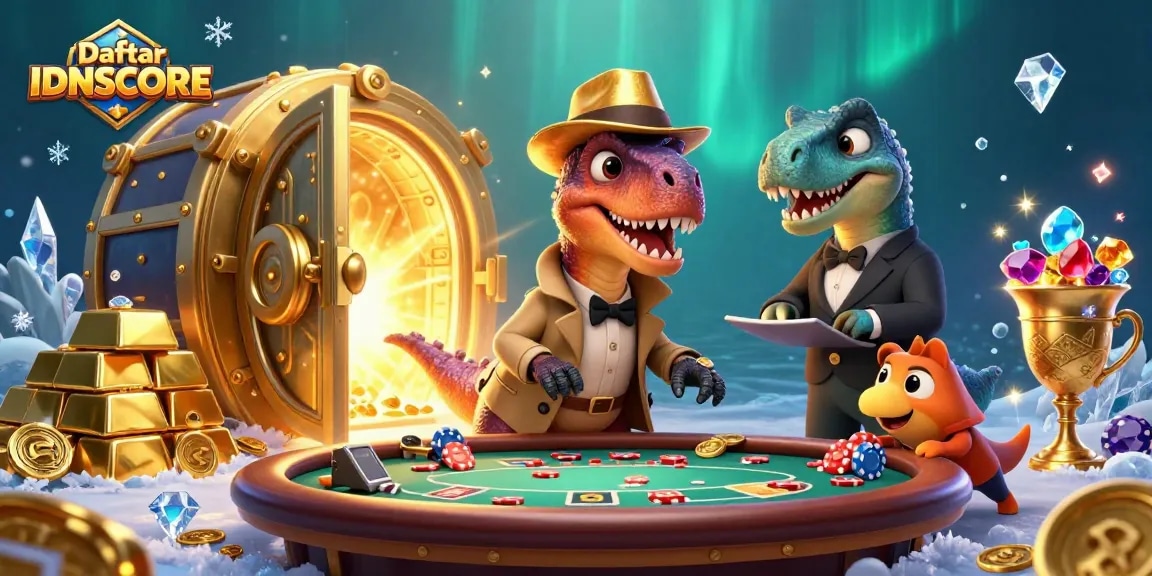 Experience the excitement of Daftar IDNSCORE with our vibrant 3D casino illustration showcasing thrilling gaming moments.