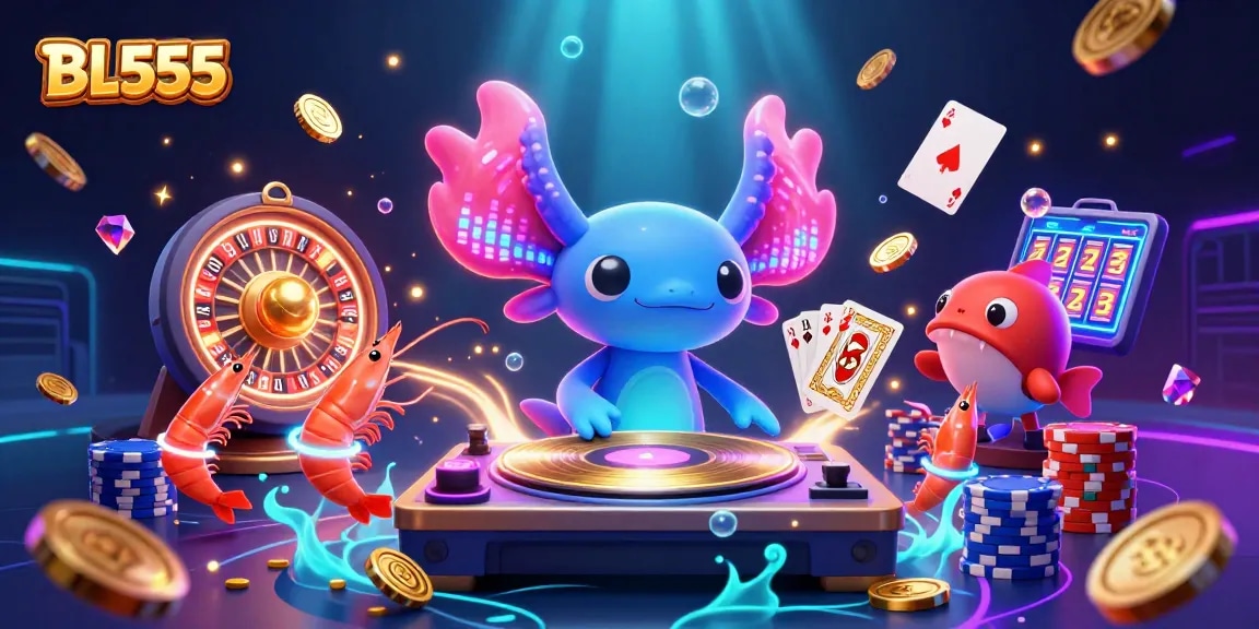 Experience thrilling gameplay at BL555 with vibrant casino-themed 3D characters and dazzling elements.