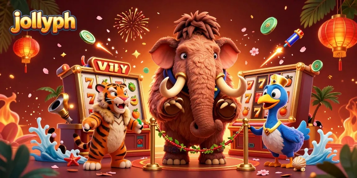 Experience thrilling gaming with jollyph's 3D illustration featuring vibrant casino elements and characters.