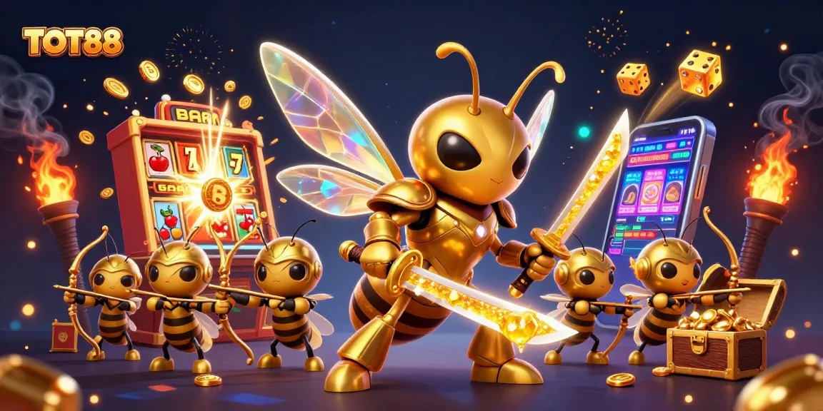 Experience thrilling wins with TOT88 at a dynamic casino-themed 3D illustration.