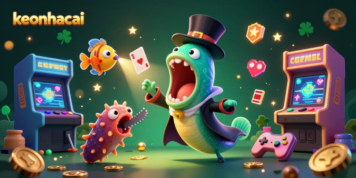 Experience keonhacai magic with colorful gaming characters and dynamic casino-themed elements.