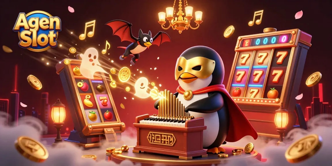 Engage with Agen Slot's immersive casino experience featuring vibrant elements and dynamic characters.