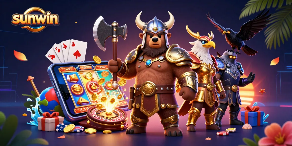 Experience sunwin’s vibrant 3D casino adventure with Viking characters and dynamic game elements.