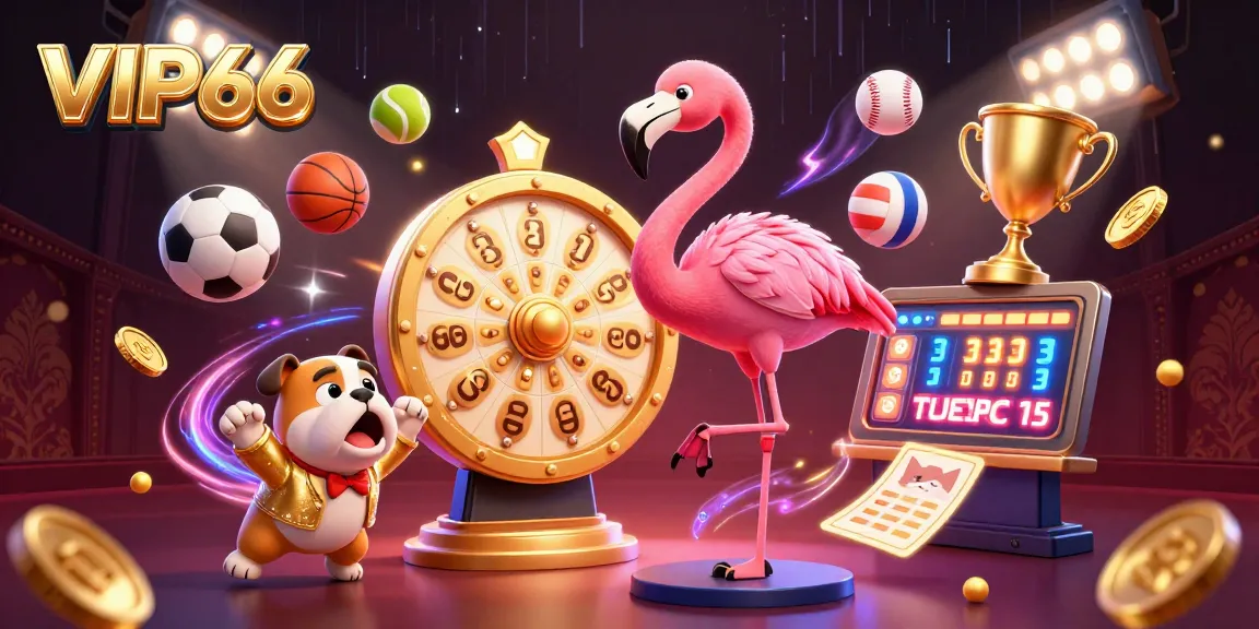 Experience the excitement of VIP66 with a dynamic game show scene featuring thrilling sports and prizes.