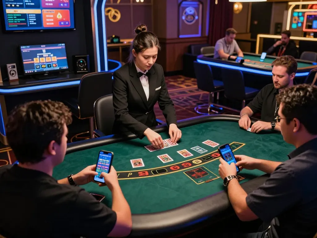 Players engaging in dynamic blackjack gameplay through go88vv live casino platform, highlighting interaction and excitement