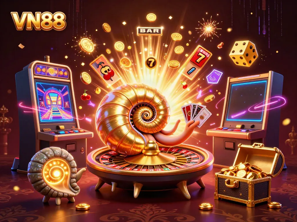 Experience thrilling gameplay at VN88 featuring a playful nautilus roulette with vibrant casino elements.