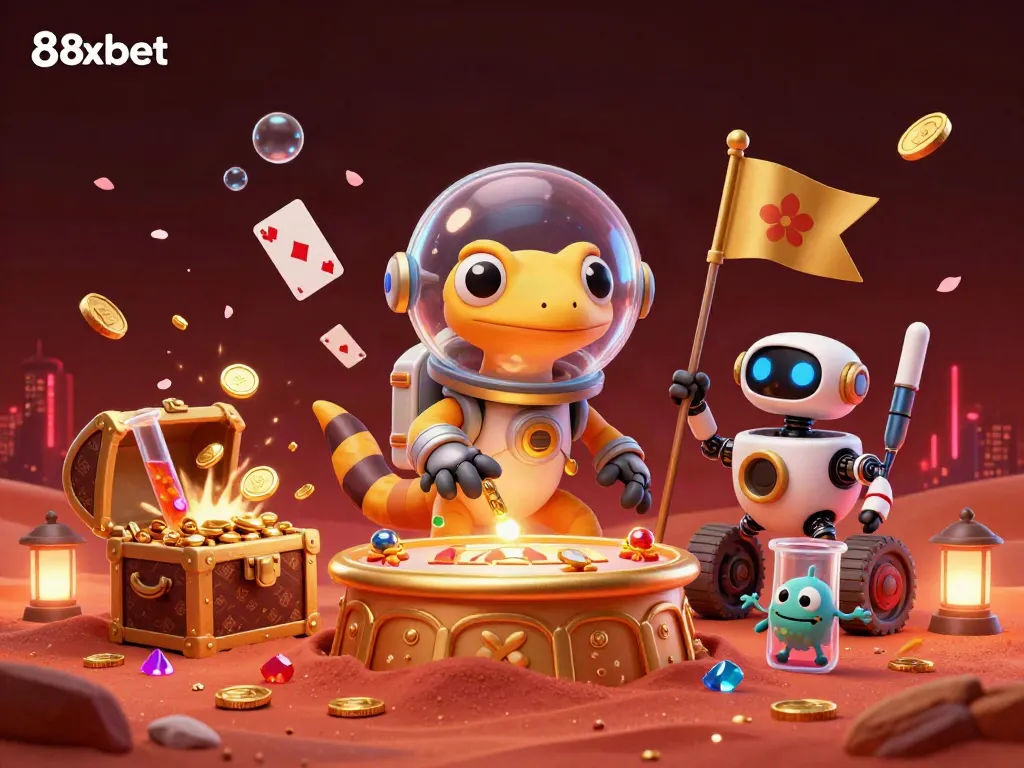 Experience the vibrant Martian gecko adventure with 8xbet, uncovering a golden casino.