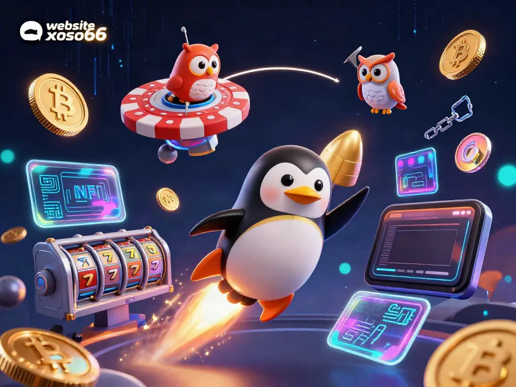 Experience the excitement of gaming on website xoso66 with a vibrant 3D casino-themed illustration.