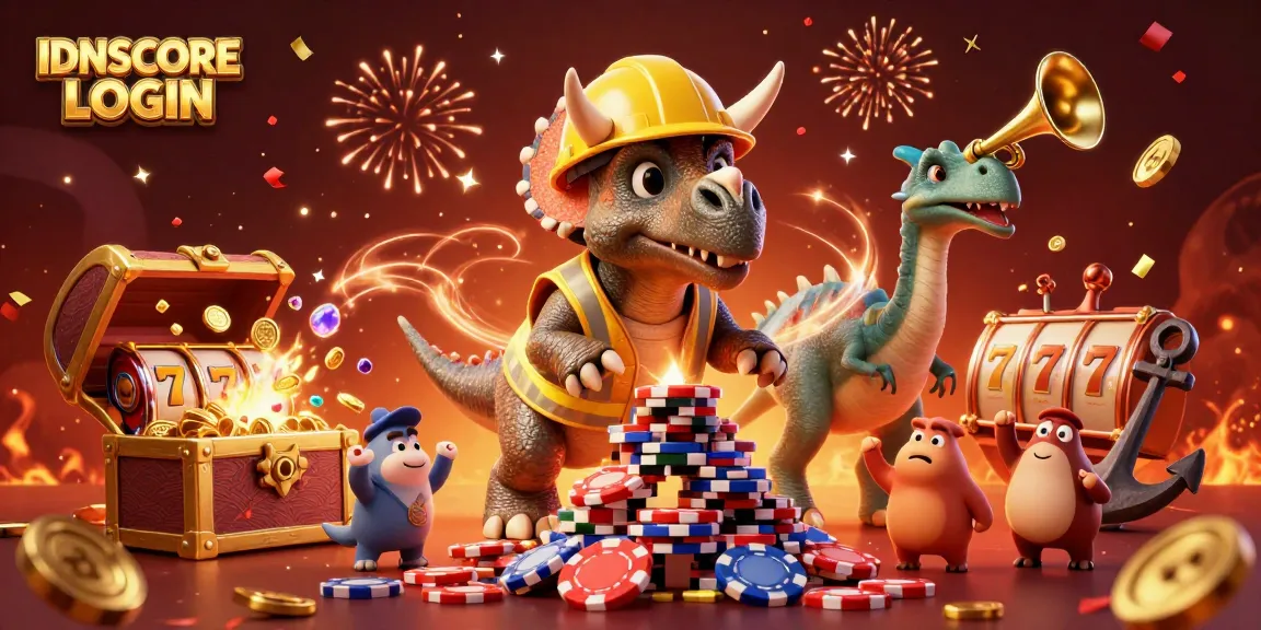 IDNSCORE LOGIN empowers players with dynamic gameplay through a vibrant 3D casino art illustration.