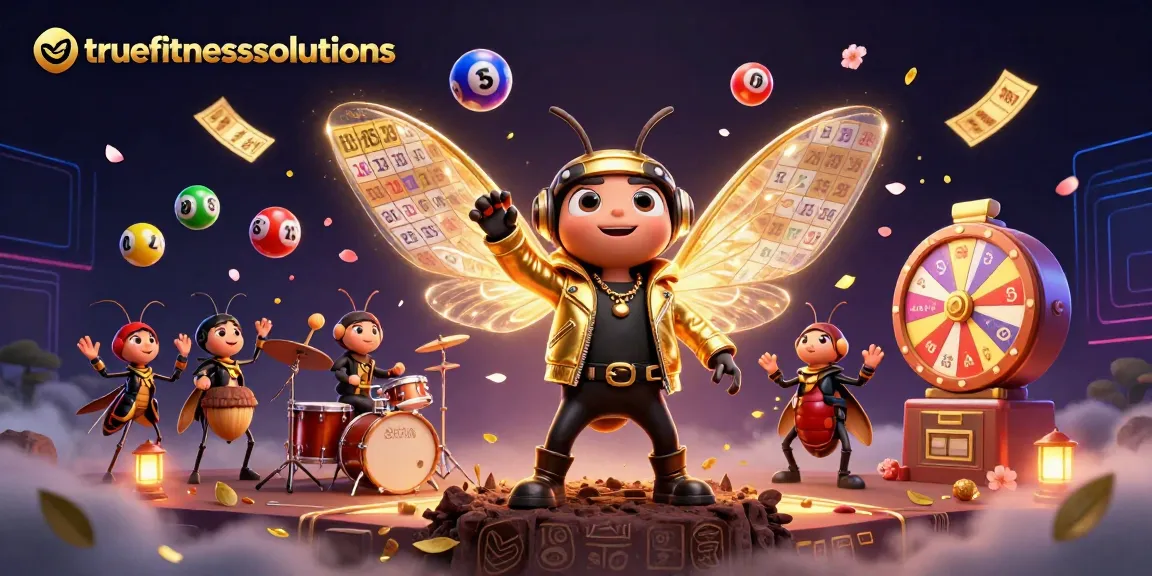 truefitnesssolutions brings excitement with a vibrant casino scene featuring a rock star cicada and lottery elements.