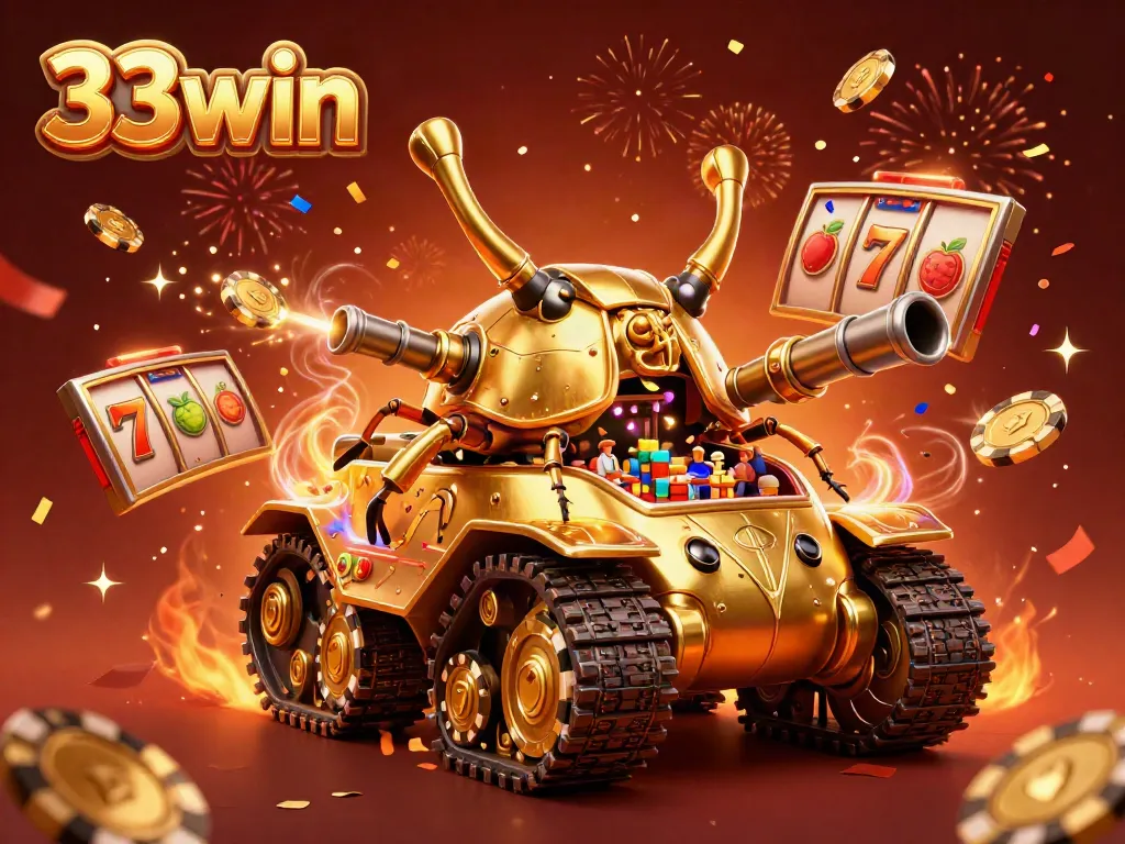 Engage with thrilling 33win slots and jackpots in a vibrant casino-inspired scene.