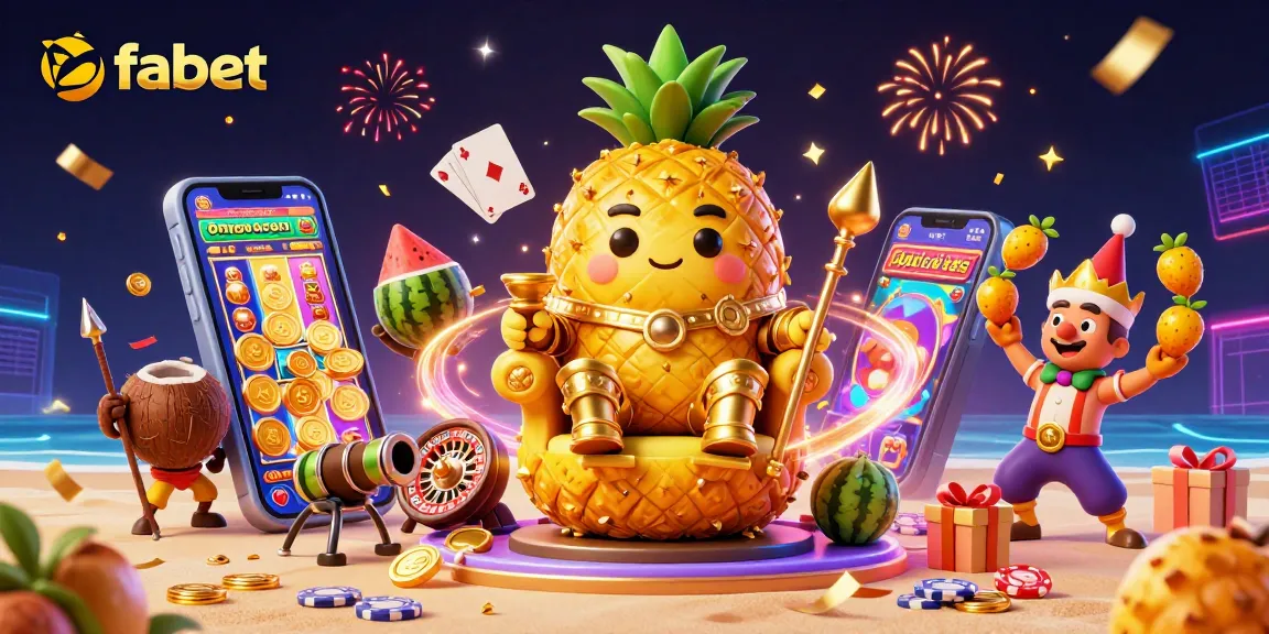 Engage with fabet's vibrant casino adventure featuring a golden pineapple king and captivating games.