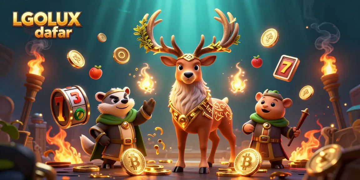 Experience thrilling gameplay at LGOLUX daftar with vibrant slot symbols, druid stag, and crypto elements