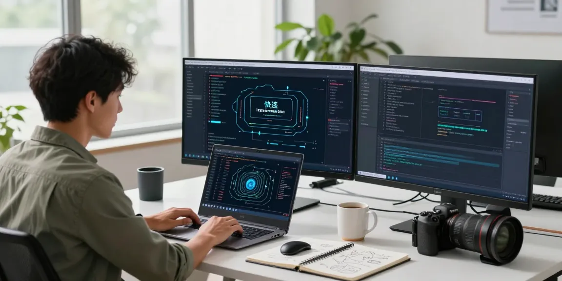 快连 technology showcased in a modern tech workspace with developer optimizing network performance.