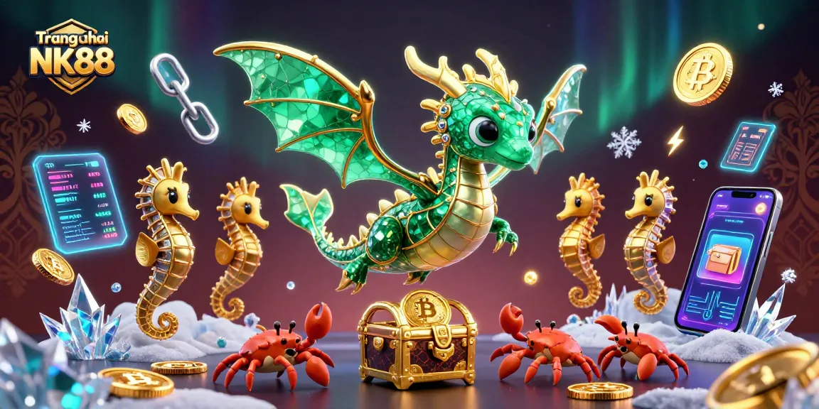 Engage in thrilling games at Trang chủ NK88 with splendid emerald dragon and crypto elements.