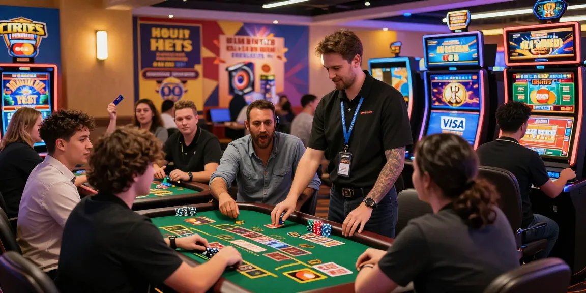 Exciting scene at https://troyuk.co.uk showcasing players at vibrant credit card casinos engaging with games and promotions.