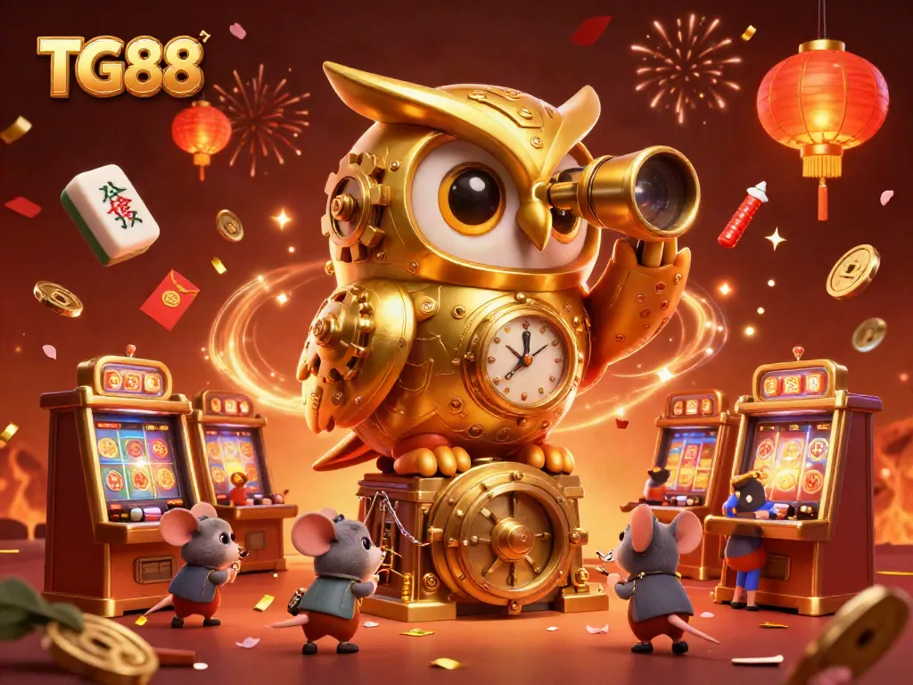 Experience the thrill of TG88 through a vibrant 3D casino scene filled with interactive gaming elements.