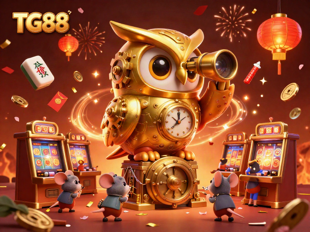 Experience the thrill of TG88 through a vibrant 3D casino scene filled with interactive gaming elements.
