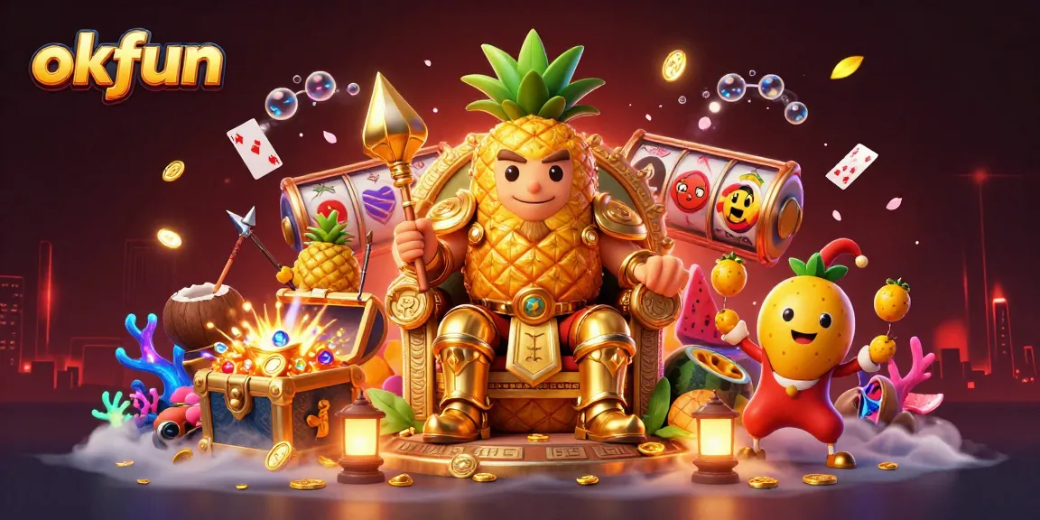 Engage with exciting casino games at okfun, showcasing dynamic 3D elements and vibrant characters.
