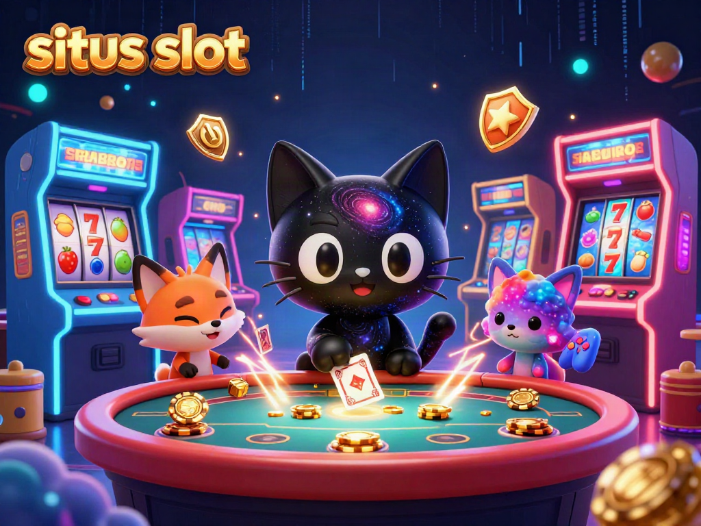 Experience the vibrant energy of situs slot in this cosmic casino scene filled with excitement.