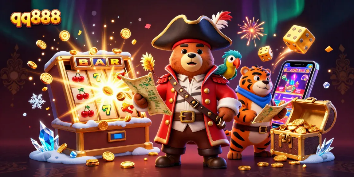 Experience the excitement of qq888 with thrilling slots and a pirate adventure scene.