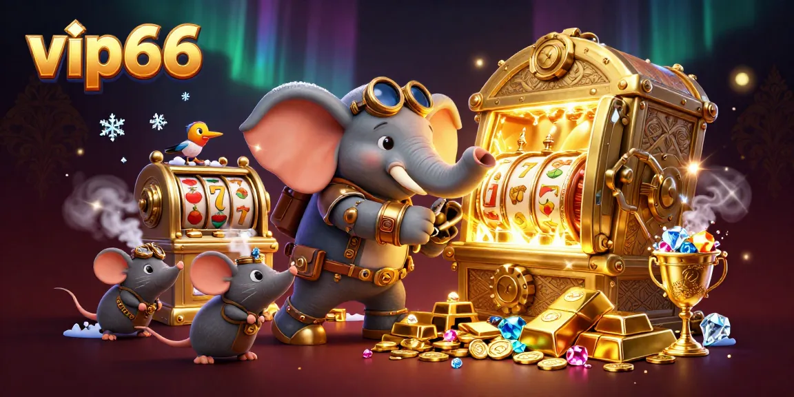 Engage with vip66 by spinning the golden slot machine filled with treasure and gems.