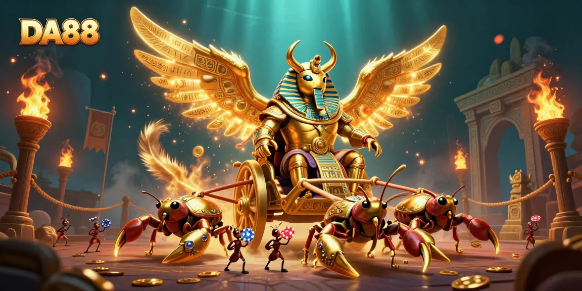 Experience thrilling gameplay at DA88 with golden coins and poker chips swirling in a vibrant casino atmosphere.