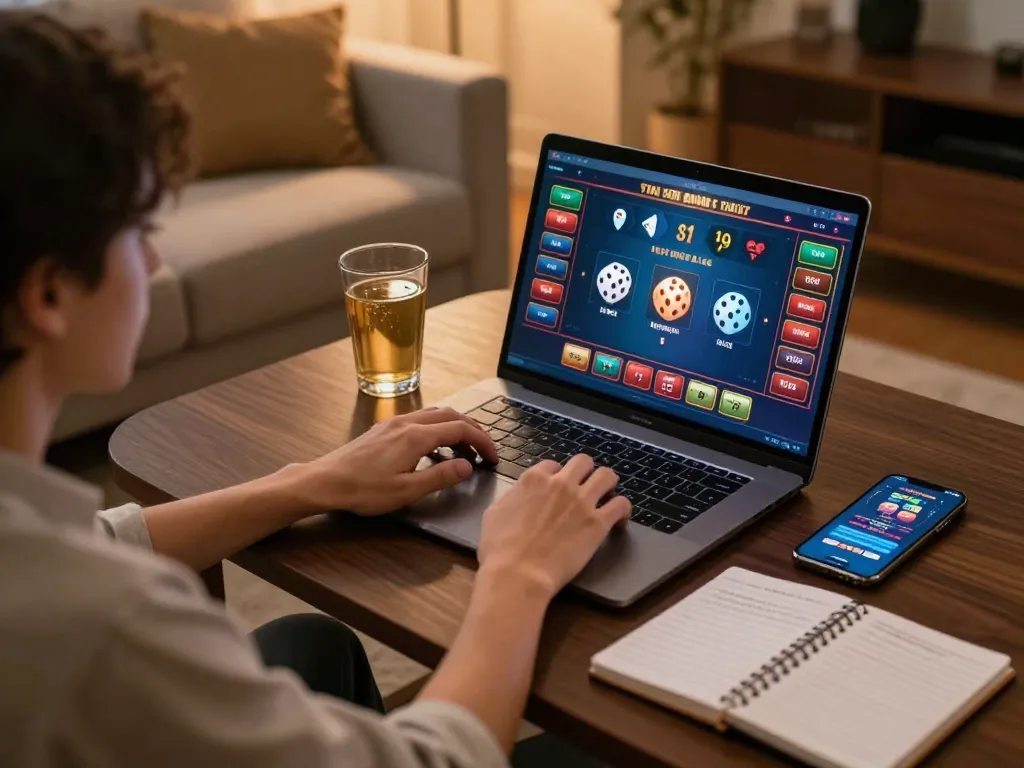 Engaging in tai xiu online gaming from home with strategic planning and live screen displays