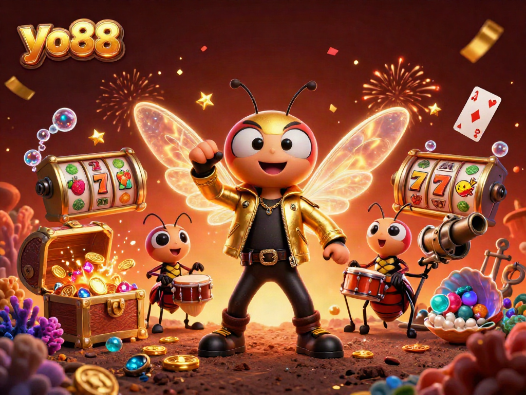 Experience thrilling slots action with yo88, featuring vibrant characters and exploding treasures.