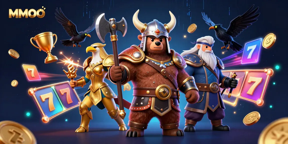 Engage in thrilling MMOO casino adventures with vibrant characters and dynamic slot elements.
