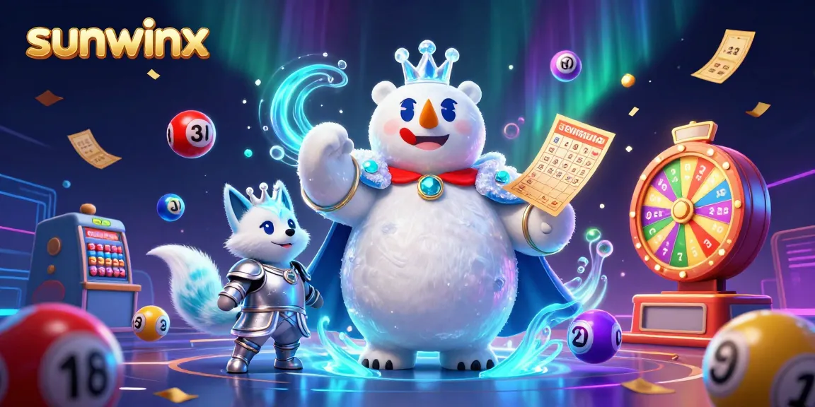 Engage with thrilling games at sunwinx, featuring vibrant lottery themes and dynamic casino illustrations.