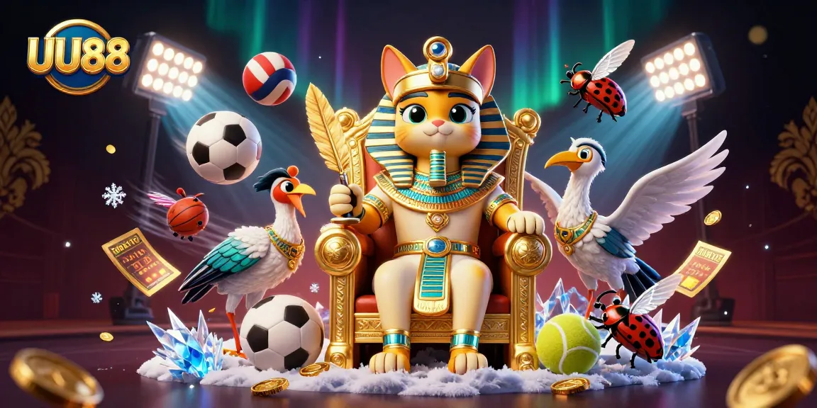 Experience thrilling gameplay with UU88, where a pharaoh cat and ibis scribe bring luck in casino bets.