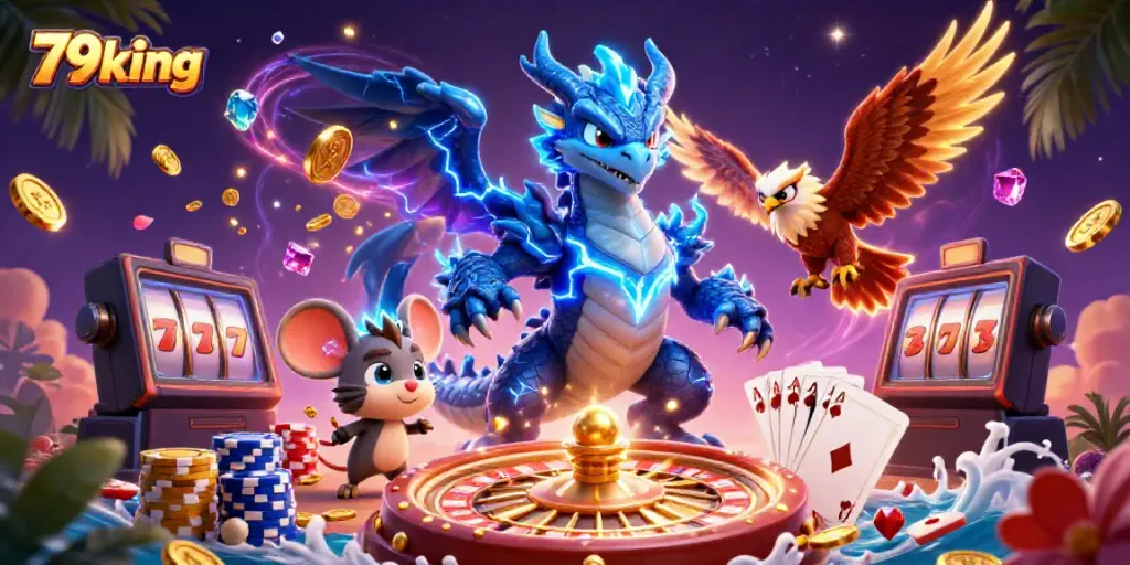 Experience the excitement of gambling with 79king through dynamic characters and casino elements.