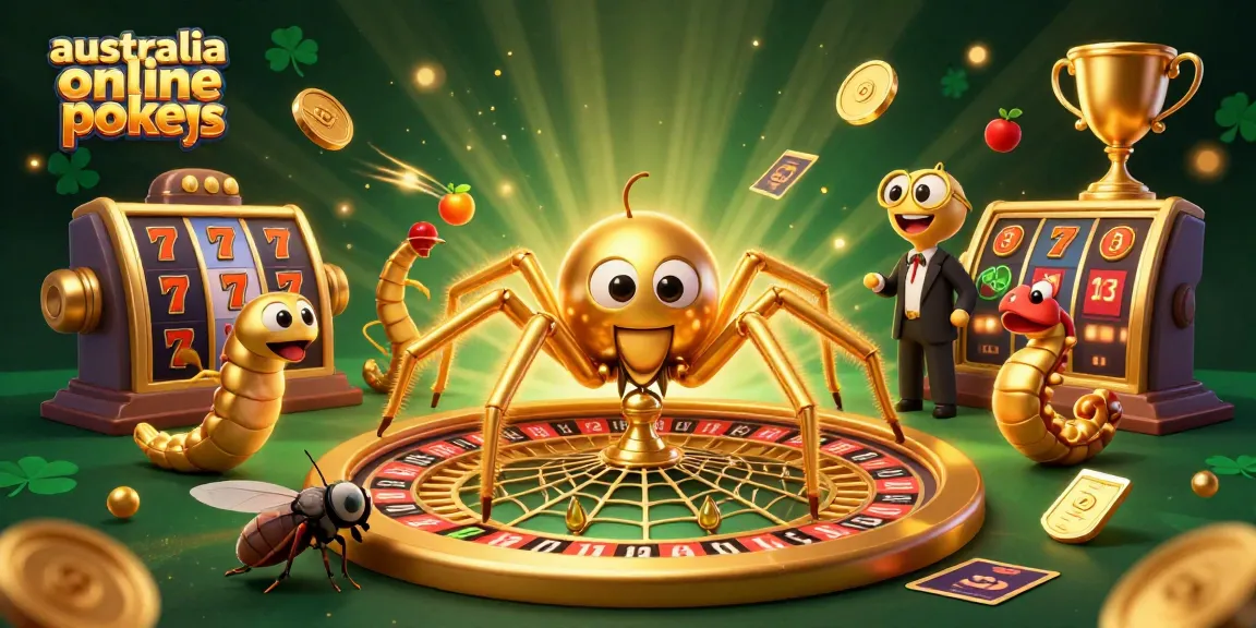 Engage in thrilling australia online pokies action, with golden spider and centipede croupier at the roulette wheel.
