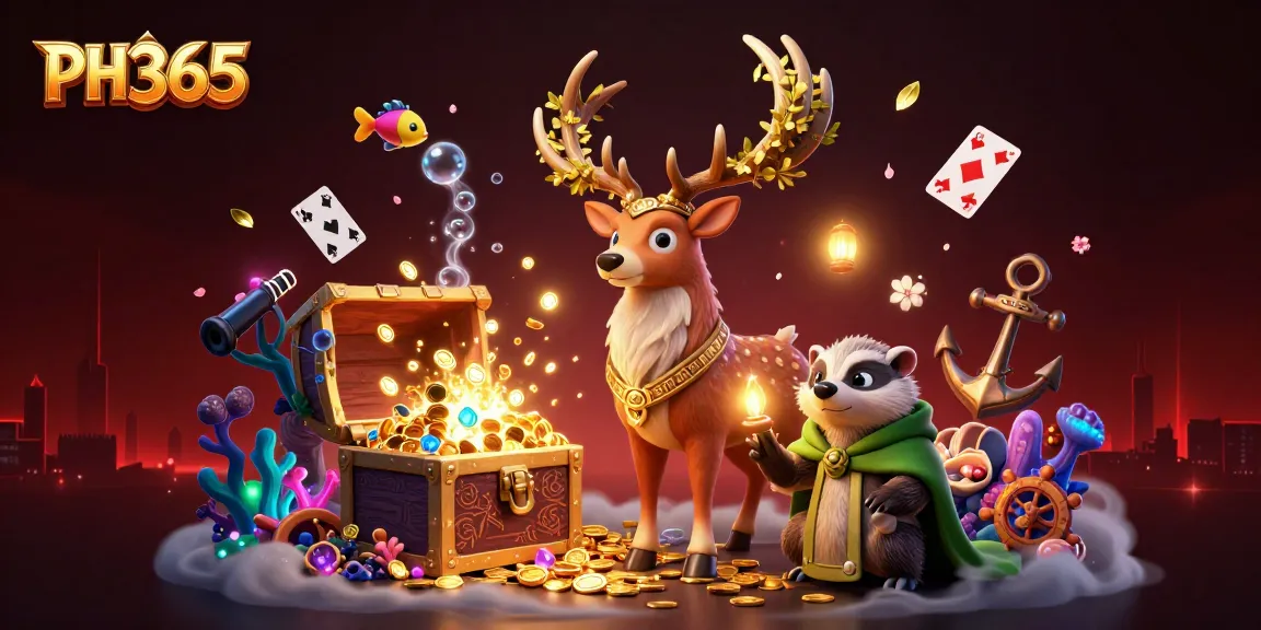 Engage in thrilling gameplay at PH365, featuring vibrant scenes of gaming excitement with mystical elements.