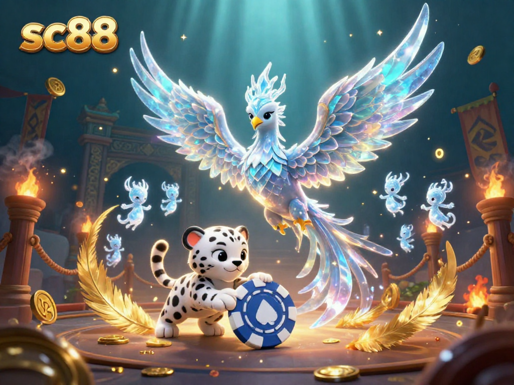 Engage in thrilling action with sc88's immersive gaming features in an enchanting casino scene.